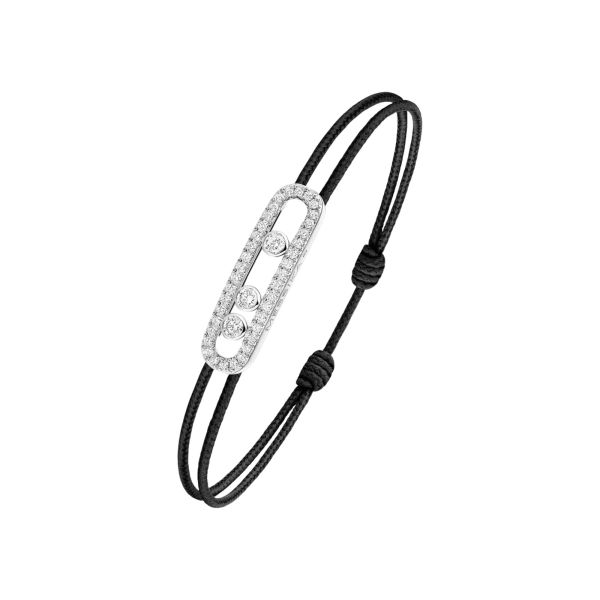 Bracelet Messika Care(s) femme Cordon noir en or blanc et diamants