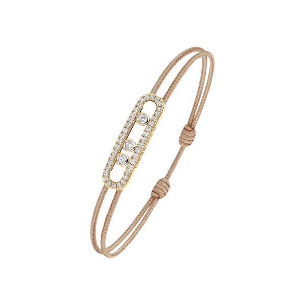 Messika Care(s) Cordon beige women's bracelet Paved in white gold and diamonds