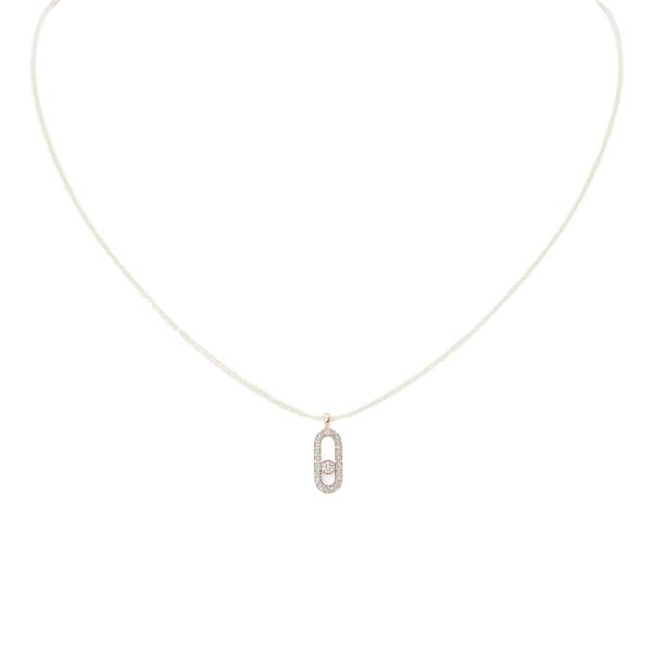 Collier Messika Care(s) femme Cordon crème Pavé en or rose et diamants