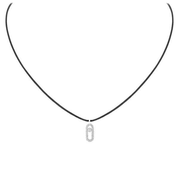 Collier Messika Care(s) femme Cordon noir Pavé en or blanc et diamants