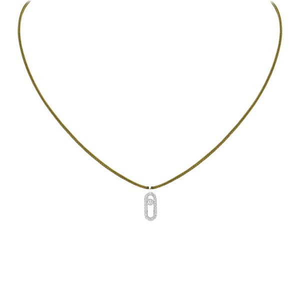 Messika Care(s) Cordon green women's necklace Paved in white gold and diamonds