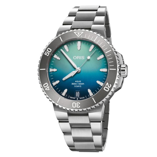 Montre Oris Aquis Date Calibre 400 "Great Barrier Reef" automatique cadran bleu bracelet acier 43,5 mm