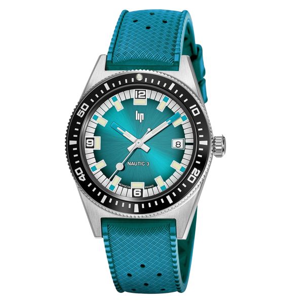 Lip Nautic 3 "Océan" automatic blue dial "tropic" rubber strap 39 mm