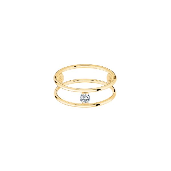 La Brune et La Blonde Hula Hoop ring in yellow gold and diamond 0.10 carat