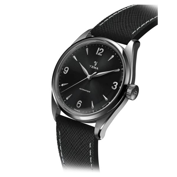 Yema Urban Classic automatic watch black dial black leather strap 37.5 mm YUBC24-37-AA64