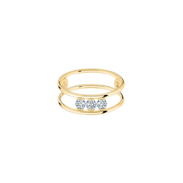 La Brune et La Blonde Hula Hoop ring in yellow gold and 0.15 carat emerald