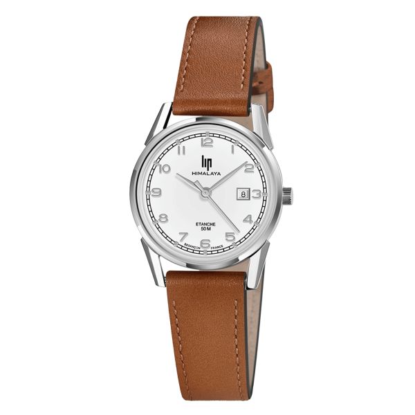 Lip Himalaya quartz silver dial brown leather strap 29 mm