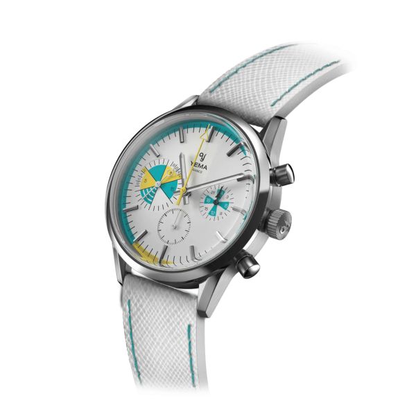 Yema Yachtingraf Croisière Meca-Quartz white dial white leather strap 38,5 mm