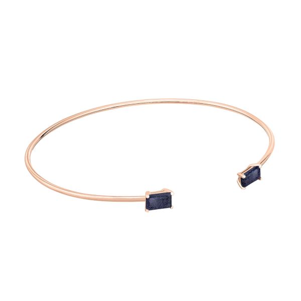 Ginette NY mini Midnight ring in rose gold and blue sandstone