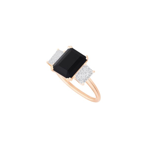 Bague Ginette NY Midnight en or rose, onyx et diamants 