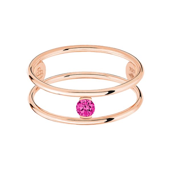 Bague La Brune et La Blonde Hula Hoop en or rose et solitaire rubis 0,12 carat RI0015PGRU