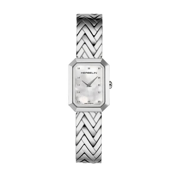 Herbelin Octogône Rectangle quartz mother-of-pearl dial steel bracelet 20,40 x 26,40 mm