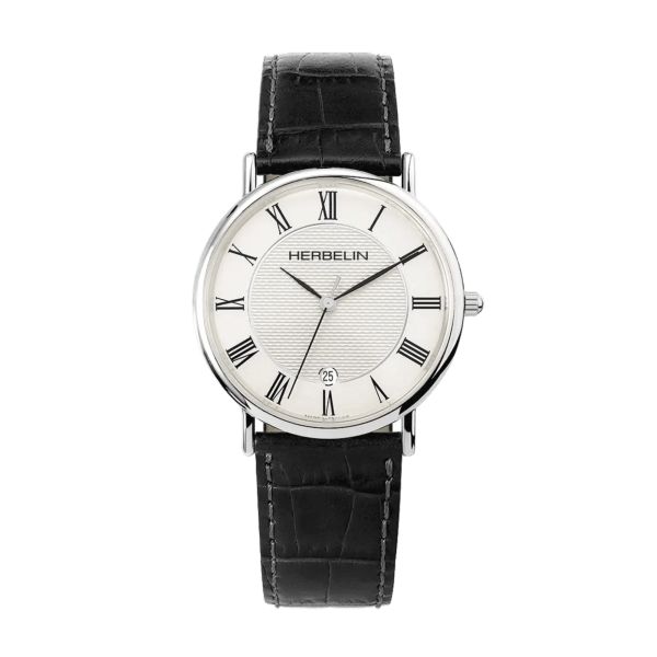 Herbelin Classique quartz silver dial leather strap 38 mm