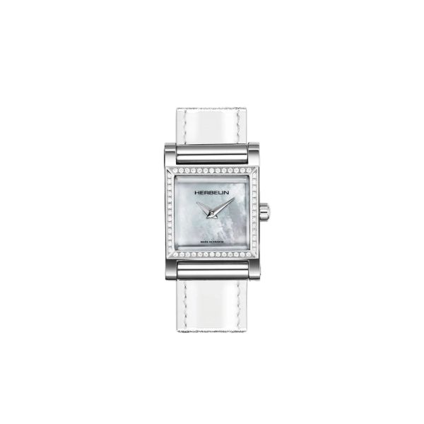 Boîtier Herbelin Antarès Carré Diamants quartz cadran nacré 19 x 19 mm