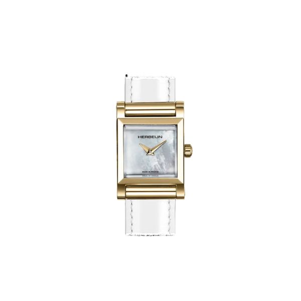 Case Herbelin Antarès Carré PVD Yellow Gold quartz mother-of-dial dial 24 x 19 mm