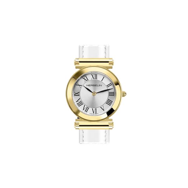 Boîtier Herbelin Antarès Rond PVD Or Jaune quartz cadran argenté 29 mm