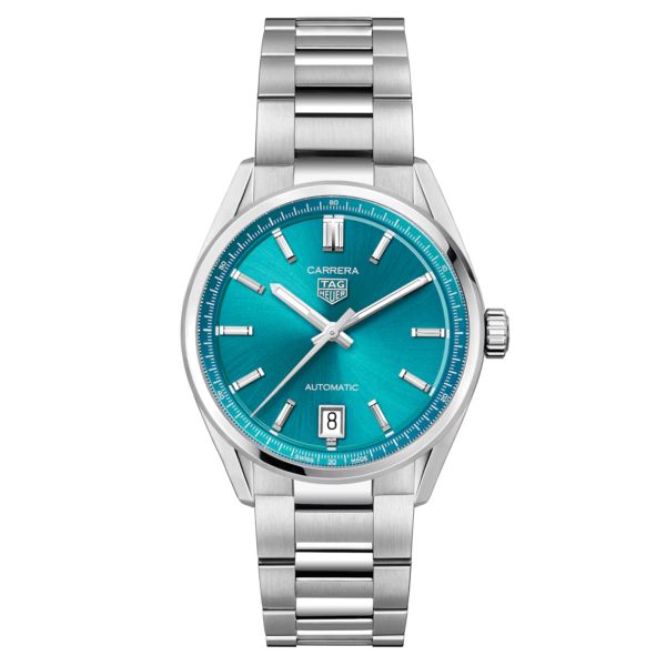 Montre TAG Heuer Carrera automatique cadran bleu turquoise bracelet acier 36 mm WBN2316.BA0001