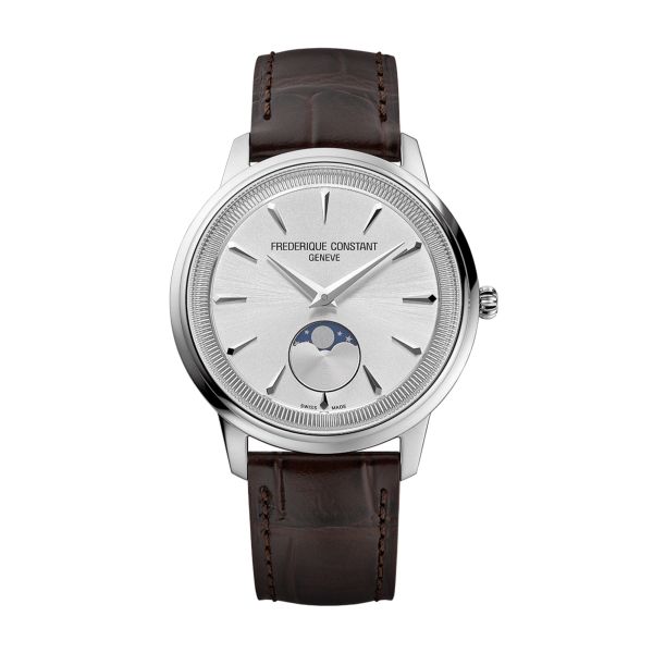 Frédérique Constant Classics Moneta Moonphase quartz silver dial leather strap 37 mm