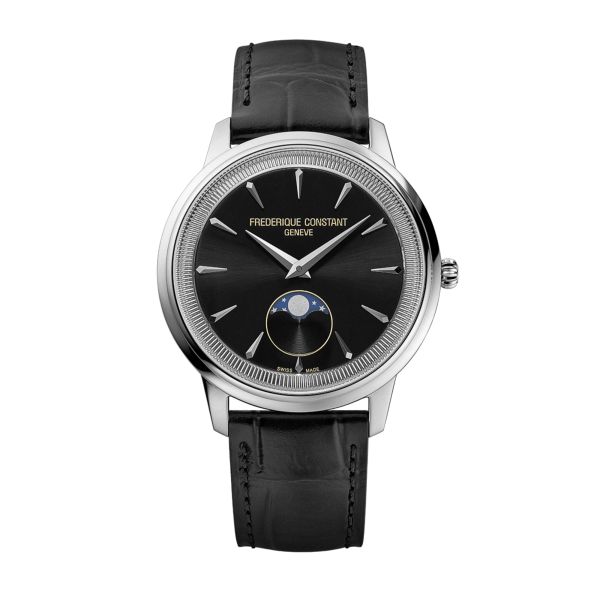 Frédérique Constant Classics Moneta Moonphase quartz silver dial leather strap 37 mm