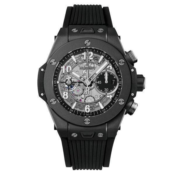 Hublot Big Bang Unico Black Magic automatic skeleton dial black rubber strap 42 mm