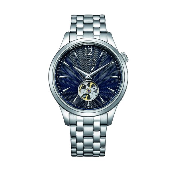 Citizen Platform Elegance Open Heart automatic blue dial steel bracelet 40 mm