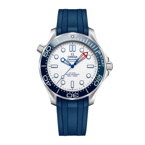 Omega Seamaster Diver 300M America’s Cup Co-Axial Master Chronometer white dial rubber strap 42 mm