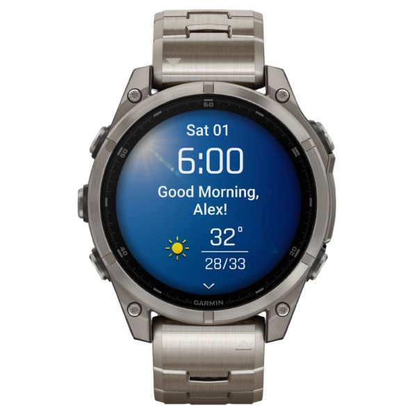 Garmin Fenix 8 AMOLED Sapphire Titanium - Titanium and black silicon strap 47 mm watch