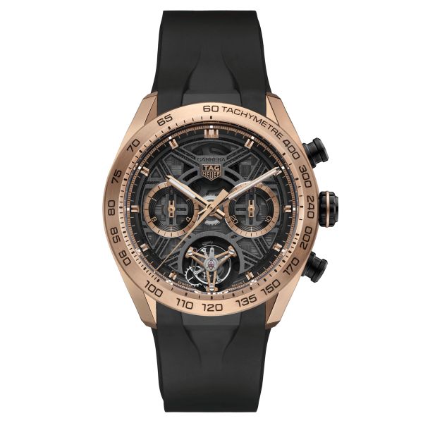 Montre TAG Heuer Carrera Chronographe Tourbillon Extreme Sport Or Rose automatique squelette 44 CBU5050.FT6273