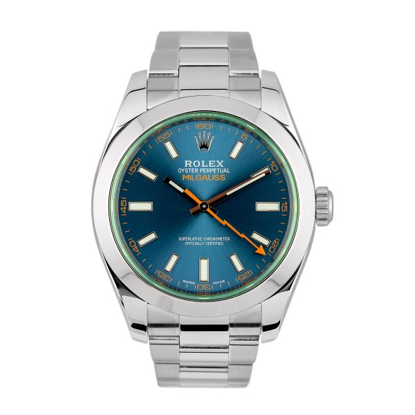 Montre Rolex Milgauss "Z-Blue" 116400GV automatique 40 mm Full Set 2017