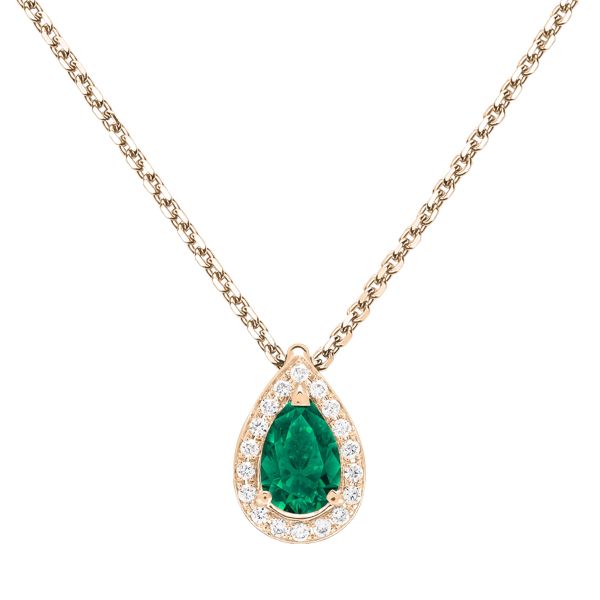 Lepage Marceau necklace in yellow gold and pear-cut emerald