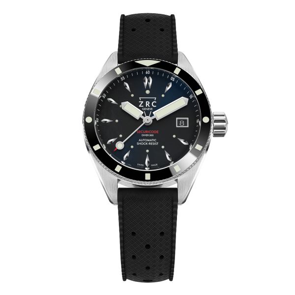 Montre ZRC Securicode Diver 300 automatique cadran noir bracelet caoutchouc tropic 39 mm