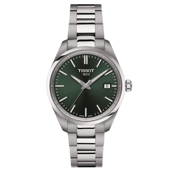 Montre Tissot T-Classic PR 100 quartz cadran vert bracelet acier 34 mm T150.210.11.091.00