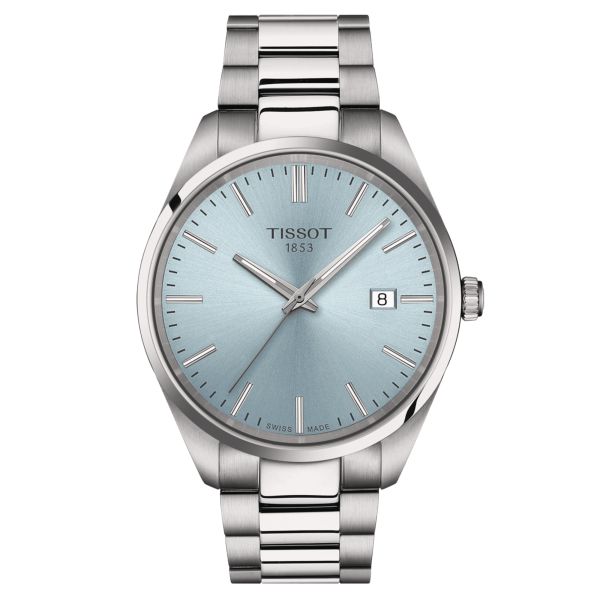 Montre Tissot T-Classic PR 100 quartz cadran bleu glacier bracelet acier 40 mm T150.410.11.351.00