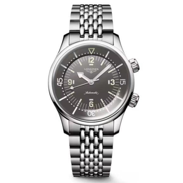 Longines Legend Diver automatic watch grey dial steel bracelet 39 mm