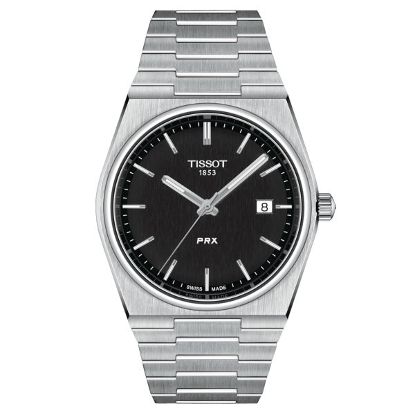 Tissot T-Classic PRX Gent quartz watch black dial 40 mm stainless steel bracelet