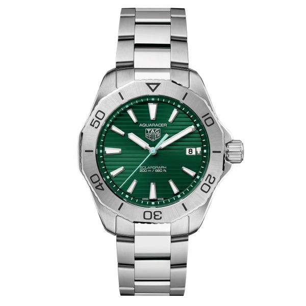 Montre TAG Heuer Aquaracer Professional 200 Solargraph quartz cadran vert bracelet acier 40 mm WBP1115.BA0000