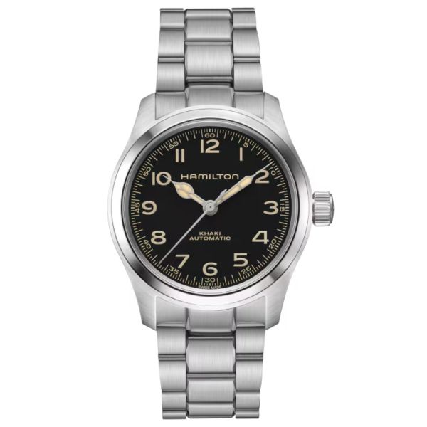 Hamilton Khaki Field Murph automatic watch black dial steel bracelet 38 mm