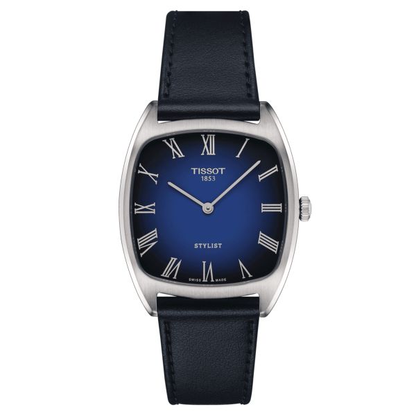 Montre Tissot Stylist quartz cadran bleu bracelet cuir bleu 32 x 32 mm T159.909.16.043.00