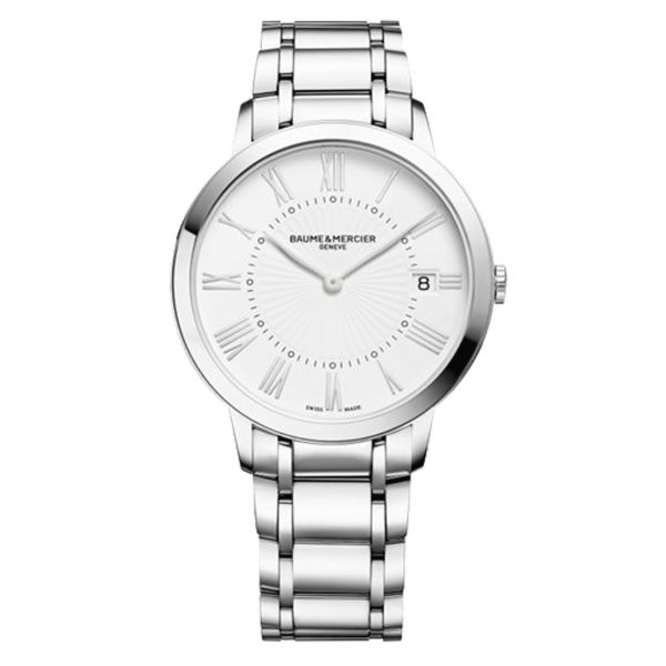 Baume et Mercier Classima quartz watch white dial steel bracelet 36 mm