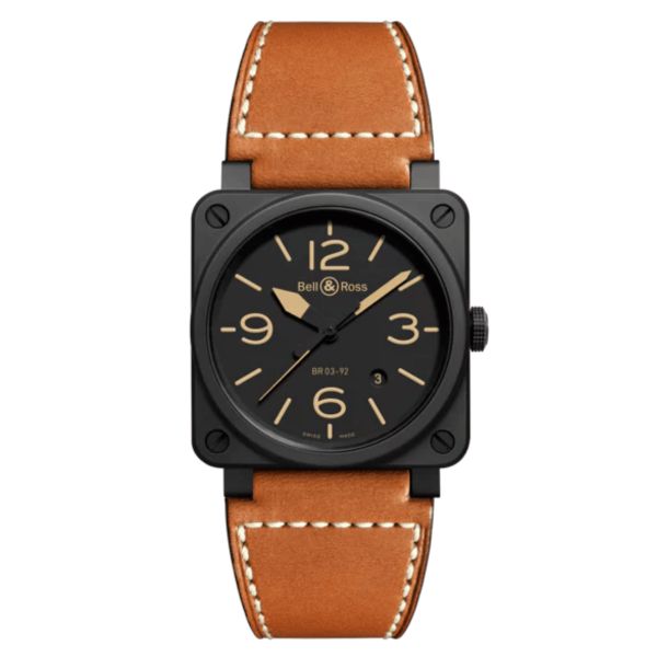 Bell & Ross BR 03-92 Heritage automatic ceramic black dial leather strap 42 mm