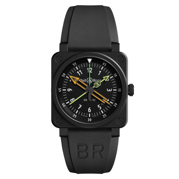 Bell & Ross BR-03 Radiocompass automatic ceramic black dial rubber strap 42 mm