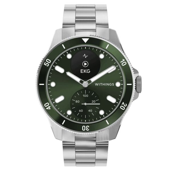 Montre Connectée Withings ScanWatch Nova Green cadran vert bracelet acier 42 mm WSW N GREEN