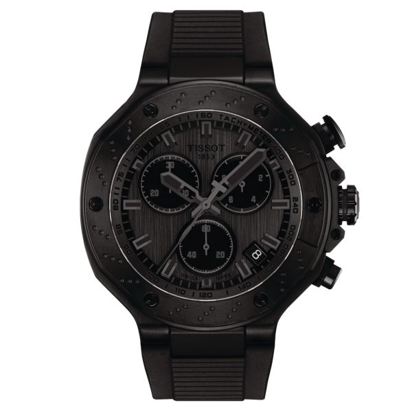 Montre Tissot T-Sport T-Race Chronograph quartz cadran gris bracelet silicone noir 45 mm T141.417.37.061.00