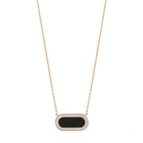 Collier So Shocking réversible Inverso en or rose, diamants nacre et onyx