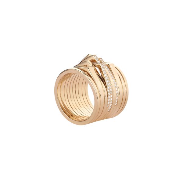 Repossi ring multirow 10 in rose gold and diamonds