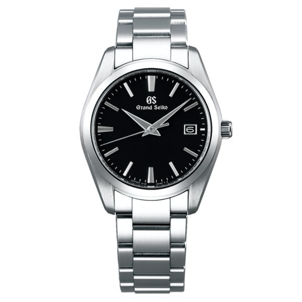 Grand Seiko Heritage quartz black dial steel bracelet 37 mm