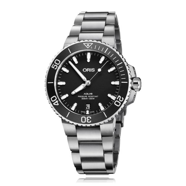 Oris Aquis Date automatic green dial stainless steel bracelet 39,5 mm