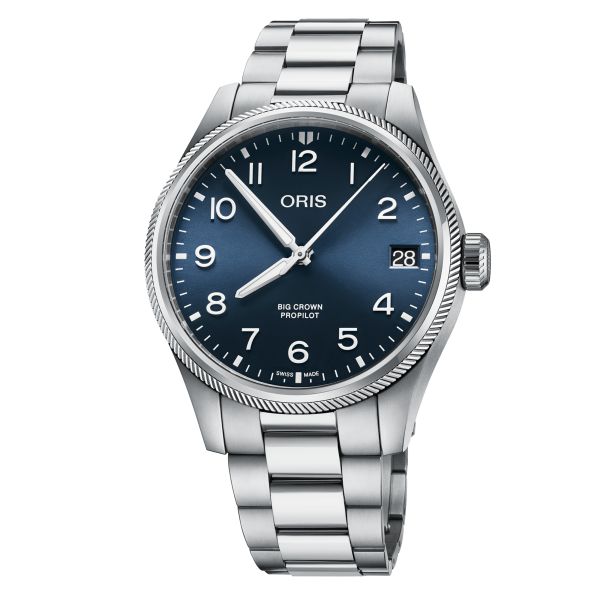 Montre Oris Aviation Big Crown Propilot Big Date automatique cadran bleu bracelet acier 41 mm