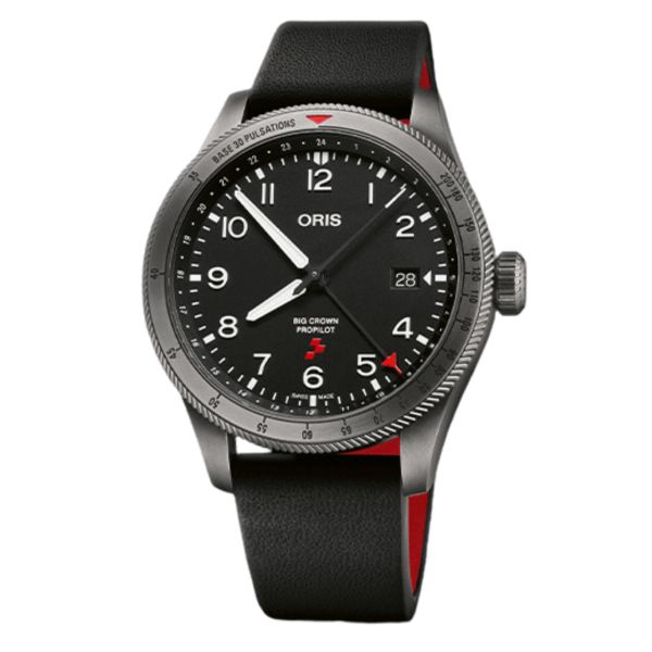 ORIS Propilot Rega Limited Edition automatic watch black dial black leather strap 41,5 mm