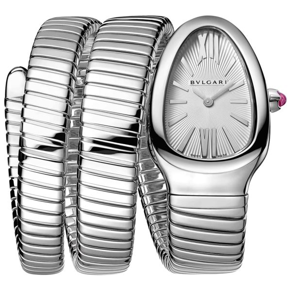 Bulgari Serpenti Tubogas S quartz watch white dial stainless steel bracelet double tour 35 mm 101911